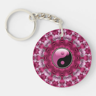 Pink Love New Age YinYang Geometric Key Ring