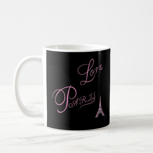 Pink-Love-Paris-Eiffel-Tower-Unique Coffee Mug (Left)