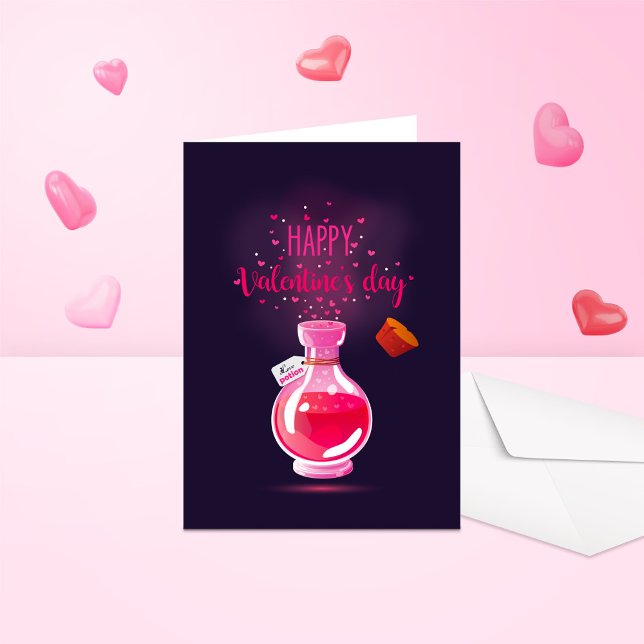 Pink Love Potion Happy Valentines Day Folded Card (Creator Uploaded)