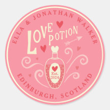 Pink Love Potion Wedding Favour Sticker 