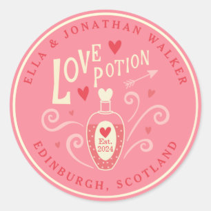 Pink Love Potion Wedding Favour Sticker