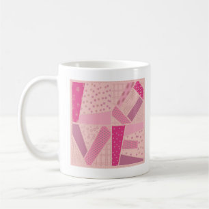 Pink Love Quilt Block Valentine Wedding Design Coffee Mug