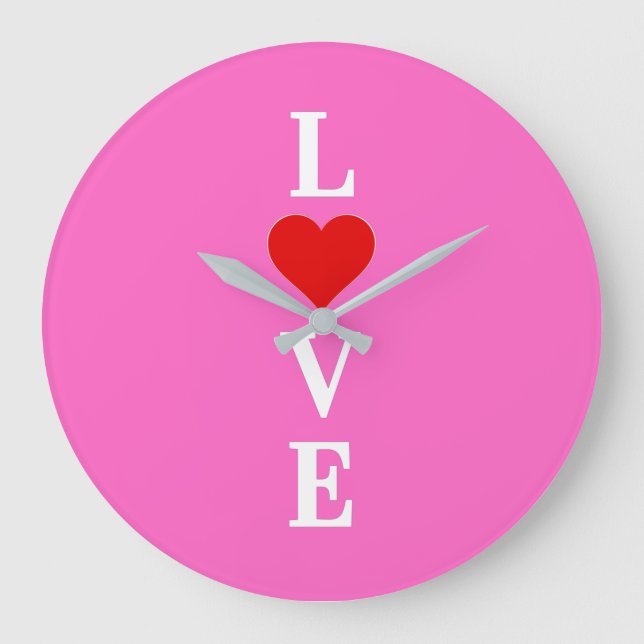 Pink LOVE Romantic Elegant Large Clock (Front)