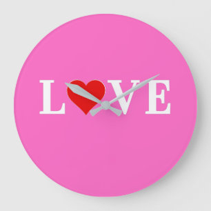 Pink Love Romantic Elegant Large Clock