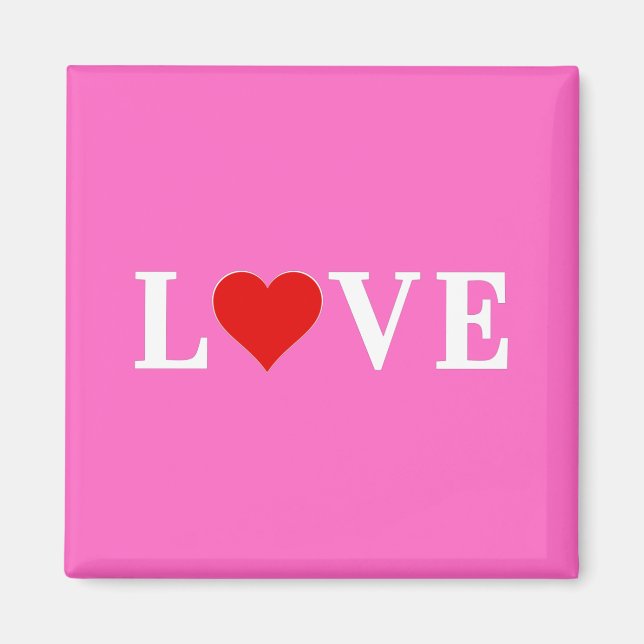 Pink LOVE Romantic Elegant Magnet (Front)
