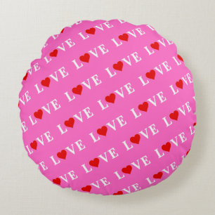Pink LOVE Romantic Elegant Round Cushion