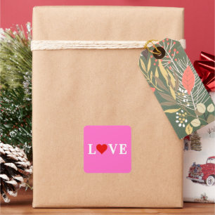 Pink LOVE Romantic Elegant Square Sticker