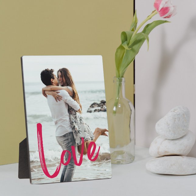 Pink LOVE Script Easel Photo Frameless Plaque (Creator Uploaded)