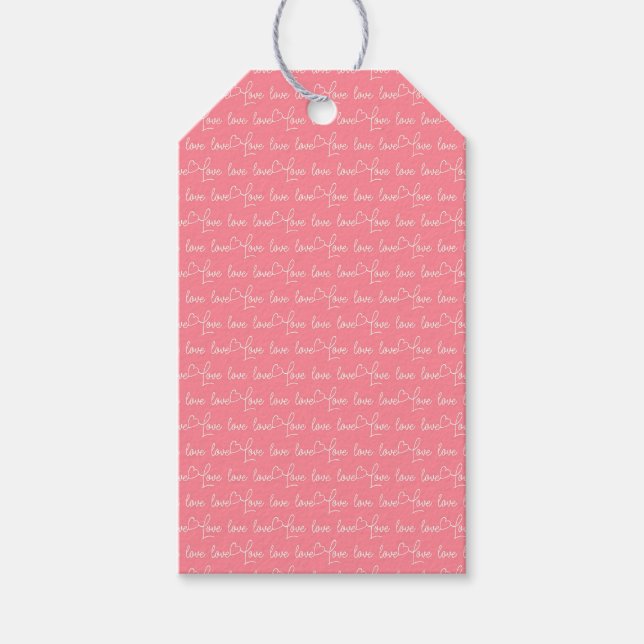 Pink "LOVE" Script  Gift Tags (Front)