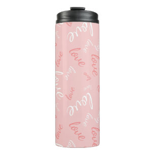 Pink Love Script Handwritten Typography Romantic Thermal Tumbler
