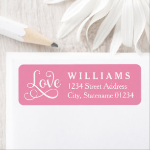 Pink Love Script Wedding Return Address Label