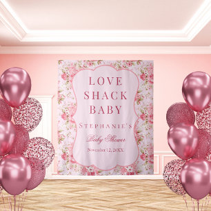Pink Love Shack Baby Shower Photo Booth Backdrop Tapestry