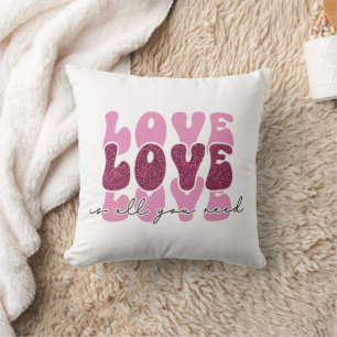 Pink "Love" Stacked Bubble Font Cushion