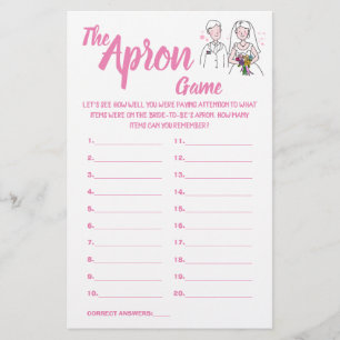 PINK LOVE THE APRON SHOWER GAME CARD
