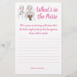 PINK LOVE, WHAT'S IN THE PURSE SHOWER GAME CARD
