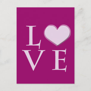 pink love with heart postcard