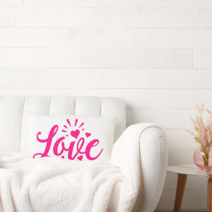 Pink love word lumbar cushion