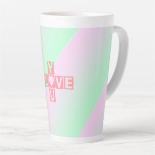 Pink Love you crossword Pastel Valentine Day Latte Mug