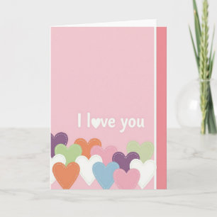 Pink Love You Hearts Card