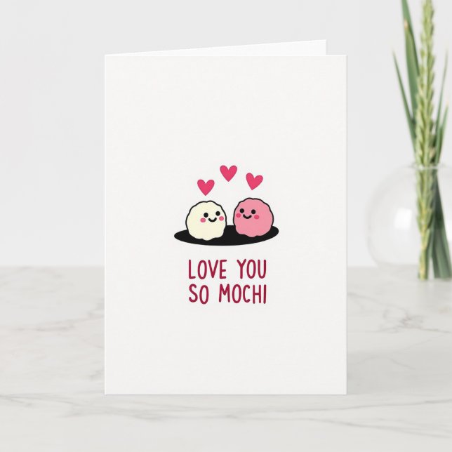 Pink Love You So Mochi Card (Front)