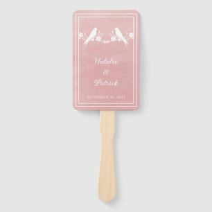 Pink Lovebird Floral Wedding Hand Fans