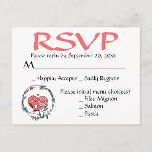 Pink Lovebirds Floral Wreath Wedding / Party Invitation Postcard