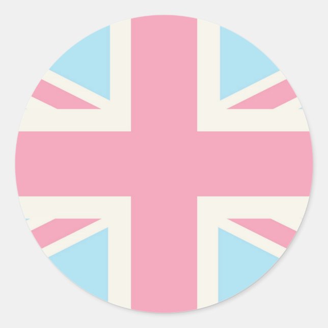 Pink Lovely Classic Union Jack British(UK) Flag Round Sticker (Front)