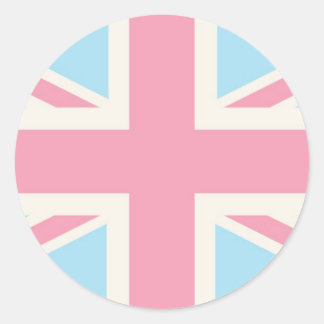 Pink Lovely Classic Union Jack British(UK) Flag Round Sticker