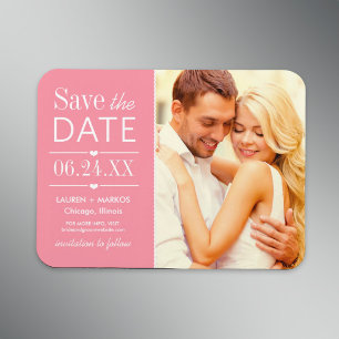 Pink Lovely Details Wedding Photo Save the Date Magnet
