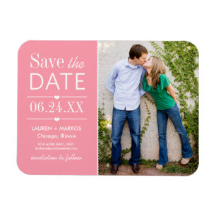 Pink Lovely Details Wedding Photo Save the Date Magnet