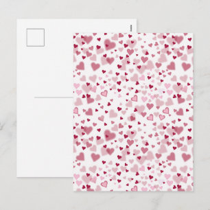 Pink Lovely Hearts Pattern Holiday Postcard