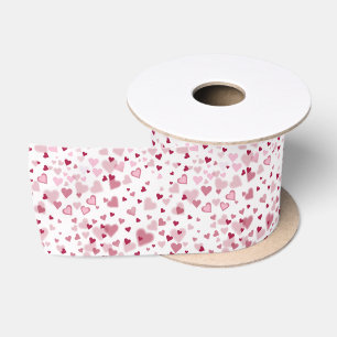 Pink Lovely Hearts Pattern Satin Ribbon