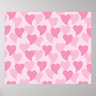 Pink Lovely Hearts Seamless Pattern Poster