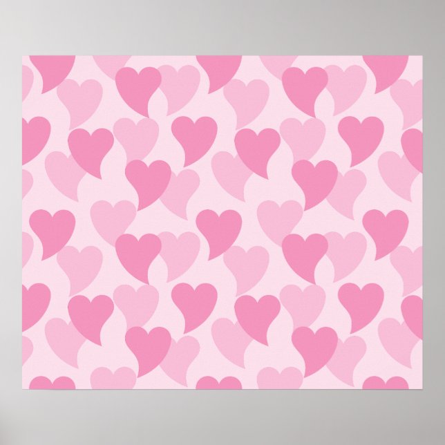 Pink Lovely Hearts Seamless Pattern Poster (Front)