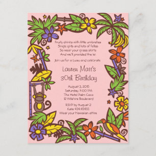 Pink Luau Party Invitation