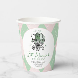 Pink Lucky Little Shamrock St Patricks Baby Shower Paper Cups