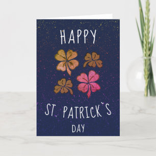 Pink Lucky Shamrock Clover Happy St. Patrick`s day Holiday Card
