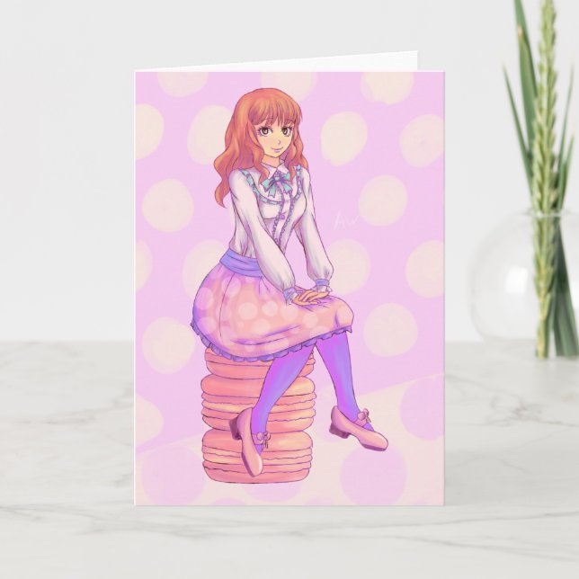 Pink Macaron Girl Card (Front)