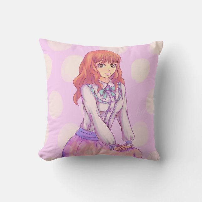 Pink Macaron Girl Cushion (Front)