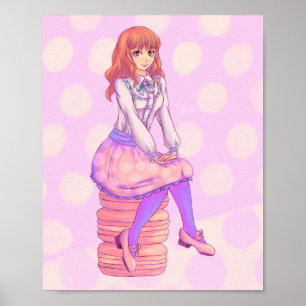 Pink Macaron Girl Poster