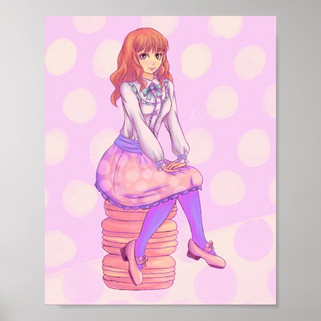 Pink Macaron Girl Poster (Front)