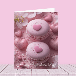 Pink Macarones with Hearts Valentine's Greeting Card