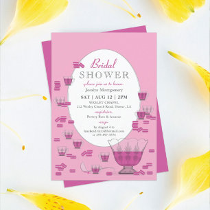 Pink Macarons & Crystal Punch Set Bridal Shower I Invitation