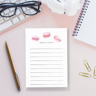 Pink Macarons   Personalised Lined Post-it Notes
