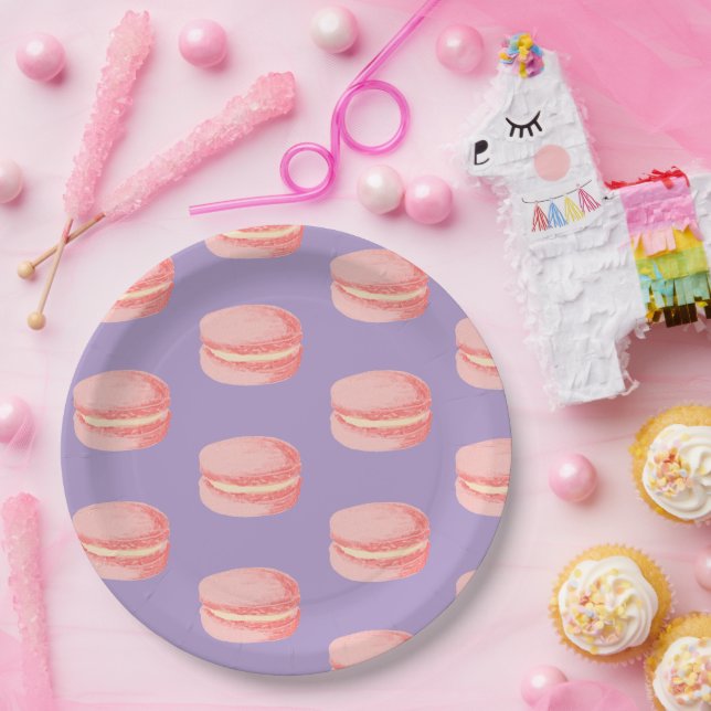 Pink Macaroons Paper Plate (Party)