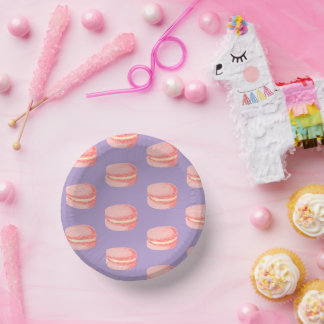 Pink Macaroons Paper Plate