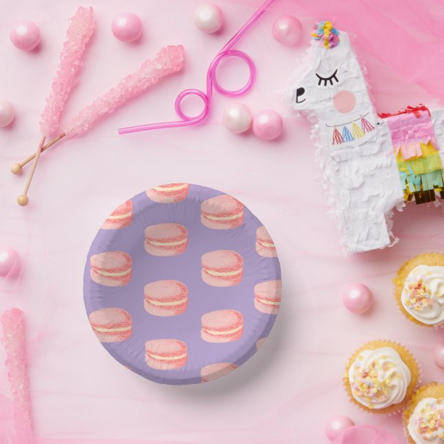 Pink Macaroons Paper Plate (Party)