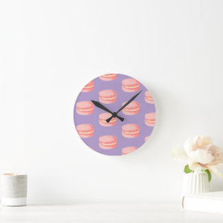Pink Macaroons Round Clock