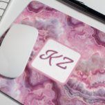 Pink Macro Agate Stone look Monogram Mouse Pad<br><div class="desc">This design may be personalised by choosing the Edit Design option. You may also transfer onto other items. Contact me at colorflowcreations@gmail.com or use the chat option at the top of the page if you wish to have this design on another product or need assistance with this design. See more...</div>