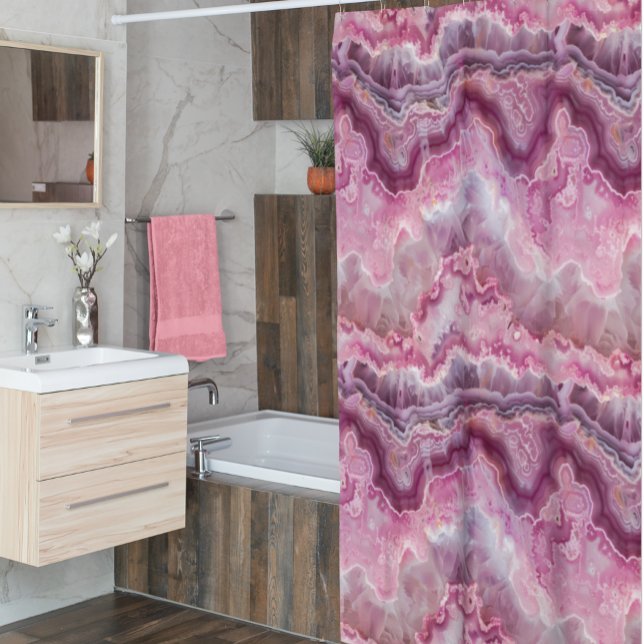 Pink Macro Agate Stone look Shower Curtain (Creator Uploaded)